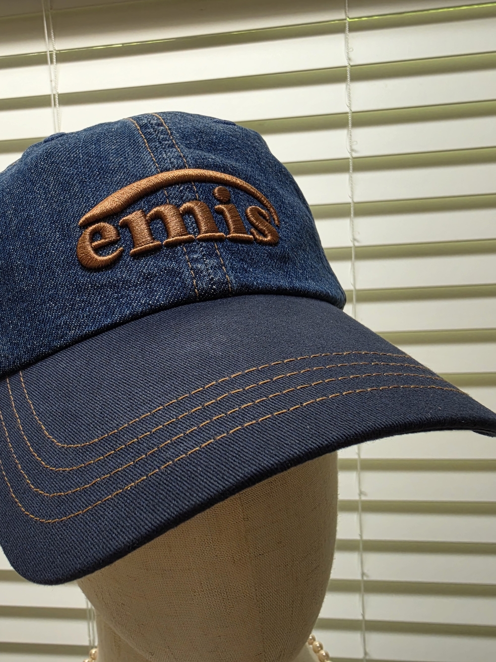 New Emis Embroidered Denim Blue Baseball Cap Authentic